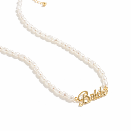 Signature Name necklace with pearl chain