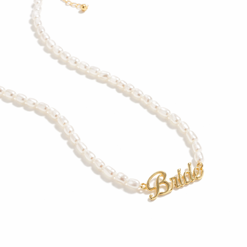 Signature Name necklace with pearl chain
