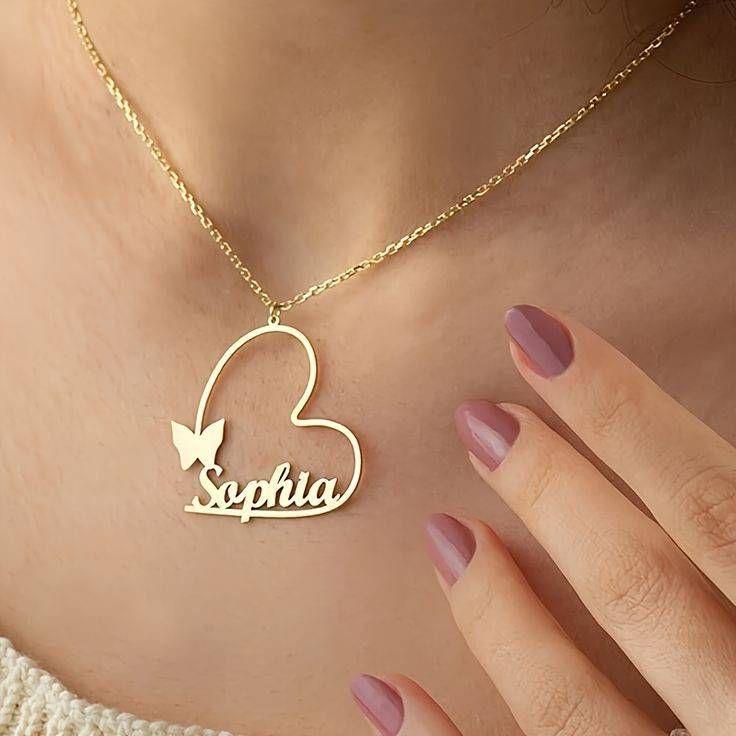 Personalised Name necklace with Heart